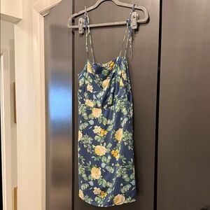 Old Navy Navy Floral Slip Dress with Yellow and Cream Blooms